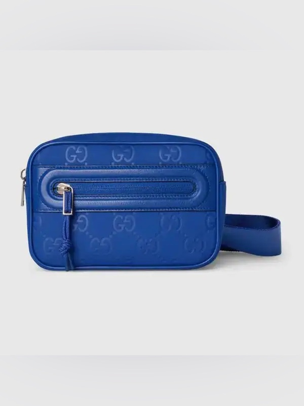 Gucci Electric Blue GG Embossed Leather Crossbody Camera Bag